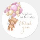Search for teddy bear 1st birthday stickers Pink