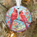 Search for stained glass birds ornaments Cardinal