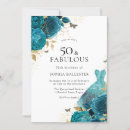 Search for teal gold 50th birthday invitations Floral