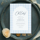 Search for blue gingham baby shower invitations Editable