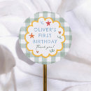 Search for 1st birthday thank you stickers Gingham