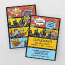 Search for comic book superhero invitations Red yellow blue