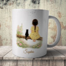 Search for illustration of a cat mugs Vintage