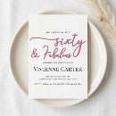 Search for 60 and fabulous invitations Minimal typography simple