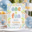 Search for confetti 1st birthday invitations One is fun