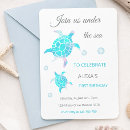 Search for under the sea 1st birthday invitations Turtle