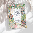Search for safari animals 2nd birthday invitations Young wild and three