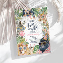 Search for safari animals 2nd birthday invitations Born two be wild