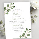 Search for greenery gold cross christening invitations Eucalyptus