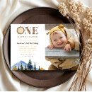 Search for boy photo 1st birthday invitations Woodland
