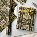 Search for 100th birthday wrapping paper Black and gold