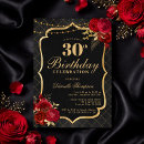 Search for red and black 30th birthday invitations Gold