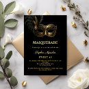 Search for venetian masquerade invitations Black and gold