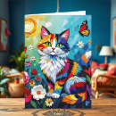 Search for flowers and cats cards Black and white cat