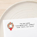 Search for red brown return address labels Wreath