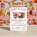 Search for fire truck birthday invitations Watercolor