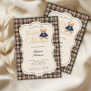Search for luxury baby shower invitations Preppy equestrian gingham pattern