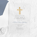 Search for square first communion invitations Dusty blue