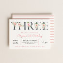 Search for 3 year old birthday invitations Pink
