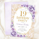 Search for purple 19th birthday invitations Floral