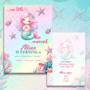 Search for pink and teal birthday invitations Mermaid