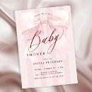 Search for bow baby girl shower invitations Script calligraphy