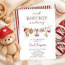 Search for red white baby shower invitations Little slugger