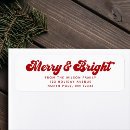 Search for merry and bright return address labels Red