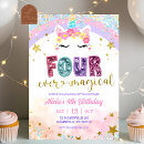 Search for unicorns rainbows birthday invitations For her