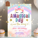 Search for unicorns rainbows birthday invitations For her