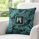 Recherche de bleu tropical coussins Feuille de palme