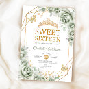Search for gold green sweet 16 invitations Butterfly