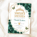 Search for gold green sweet 16 invitations Butterfly