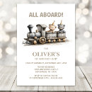 Search for boys train 1st birthday invitations All aboard