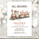 Search for boys train 1st birthday invitations All aboard