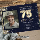 Search for blue 75th birthday invitations Blue and gold