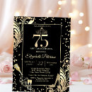 Search for 75th with diamonds birthday invitations Gold