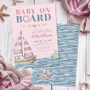 Search for nautical baby girl shower invitations Baby on board