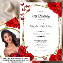 Search for elegant red and gold birthday invitations Butterfly