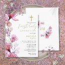 Search for elegant watercolor first communion invitations Gold cross