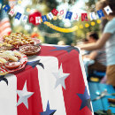 Search for red and white striped tablecloths Americana