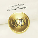 Search for two hearts wedding stickers Gold