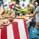Search for red and white striped tablecloths Americana