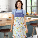 Recherche de fleurs bleues tabliers Nom monogramme