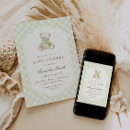 Search for green gingham invitations Teddy bear