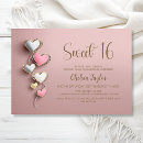 Search for pink and silver sweet 16 invitations Gold