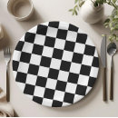 Search for black and white checkered paper plates Chessboard
