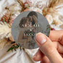 Search for round photo wedding stickers Elegant