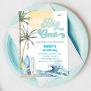 Search for the big one surf 1st birthday invitations Surfs up