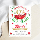 Search for one in a melon 1st birthday invitations Pink and green